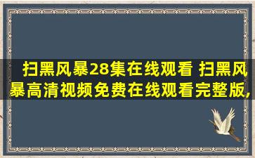 扫黑风暴28集在线观看 扫黑风暴高清视频*完整版,求百度网盘资源